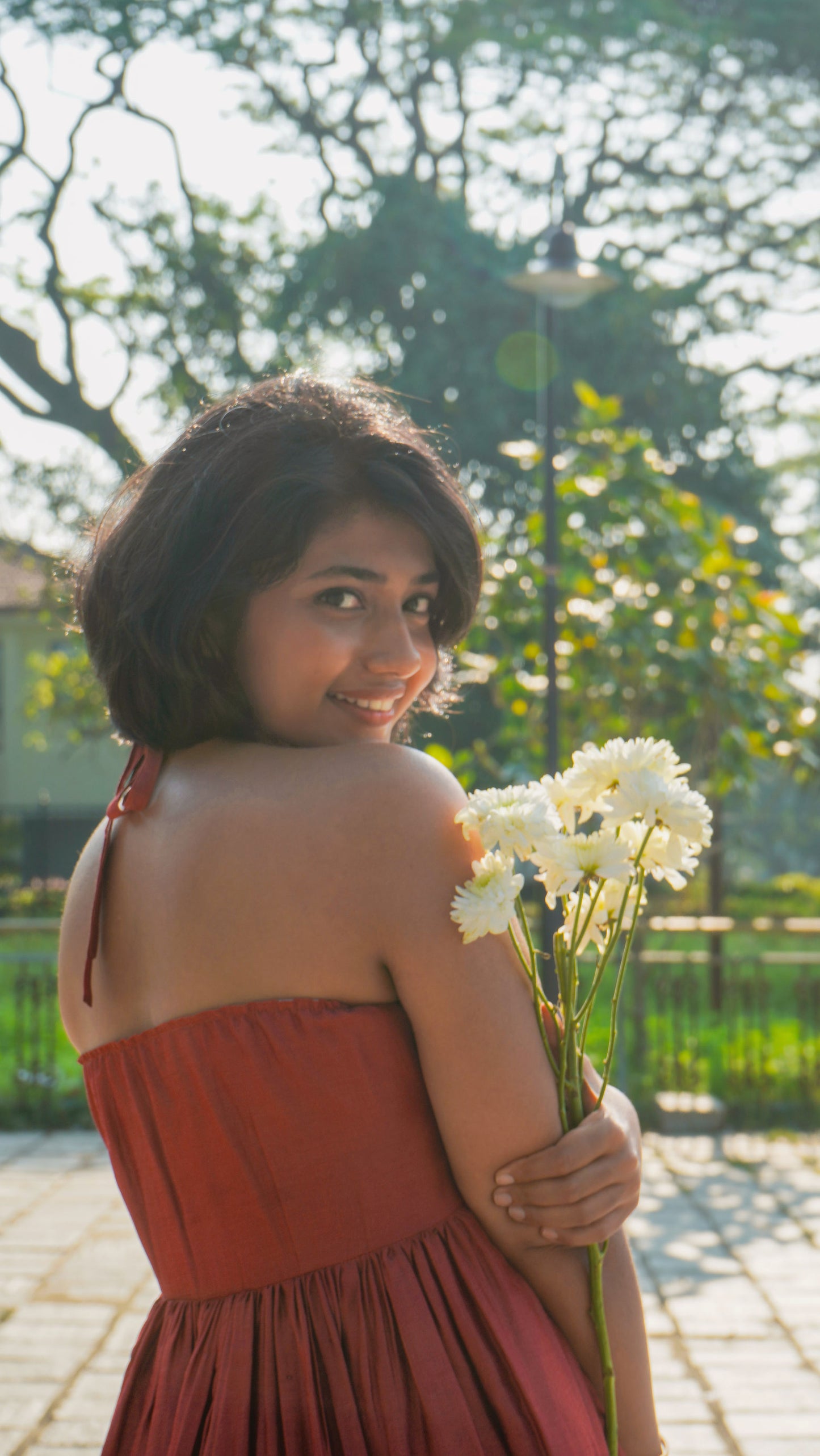 Coral Sunset Halter Dress