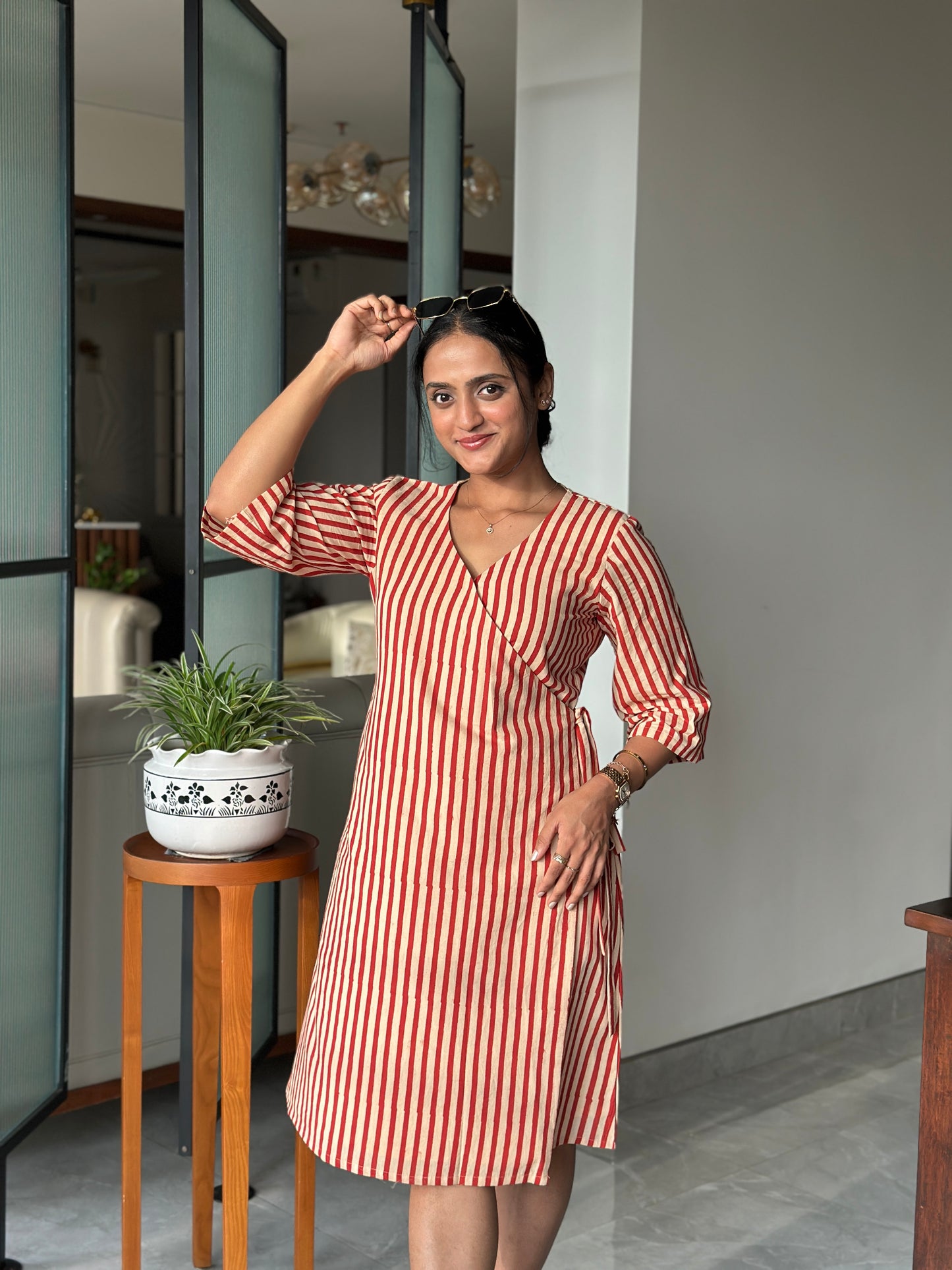 Coral Tide Wrap Dress