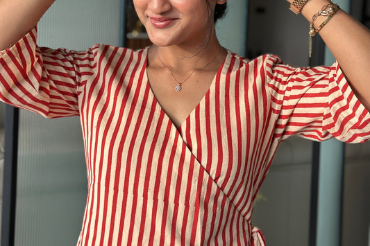 Coral Tide Wrap Dress