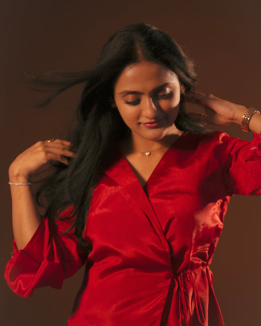 Crimson Wrap Top