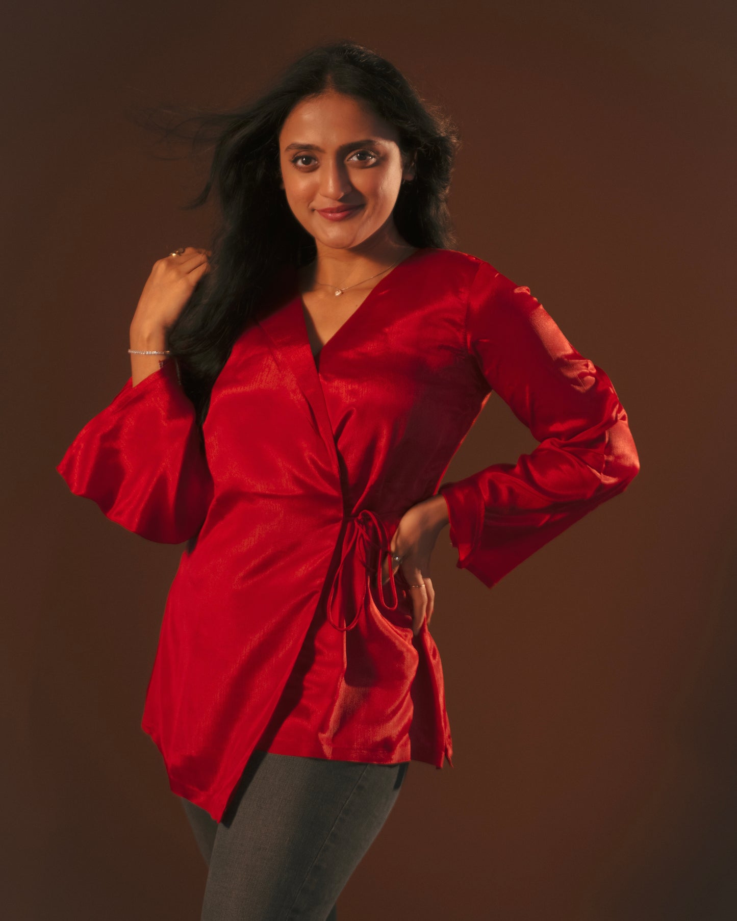 Crimson Wrap Top