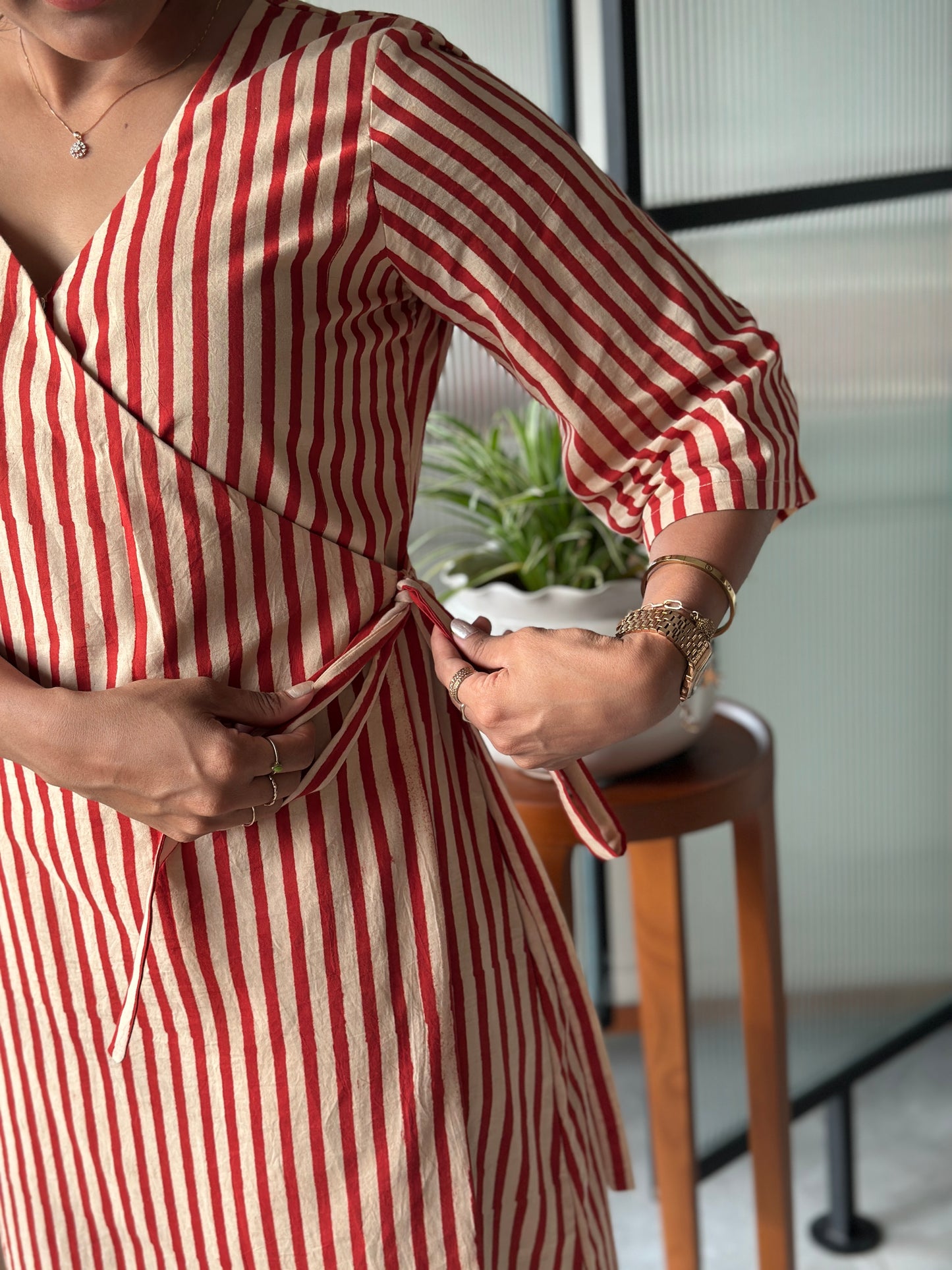 Coral Tide Wrap Dress