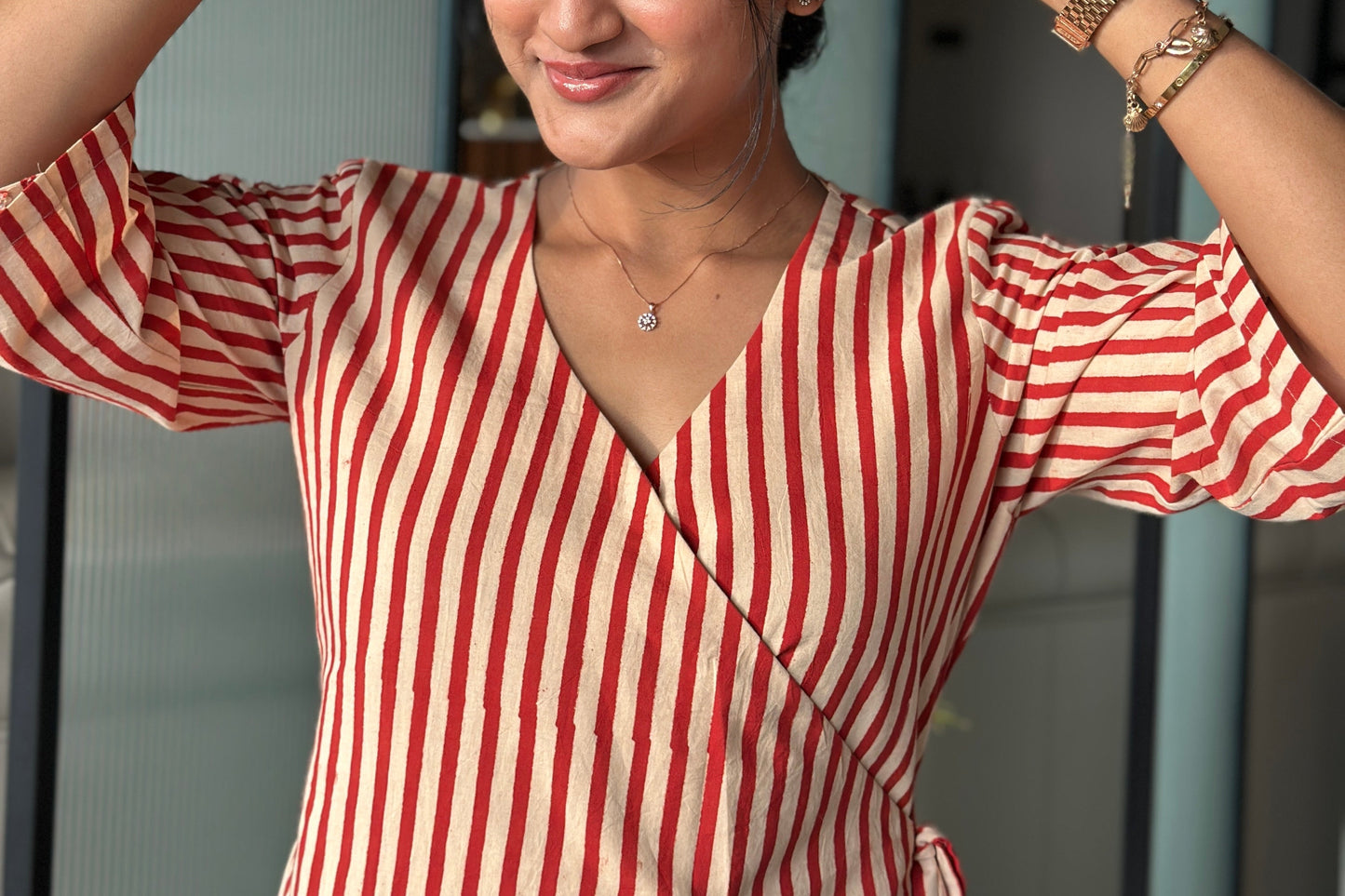 Coral Tide Wrap Dress